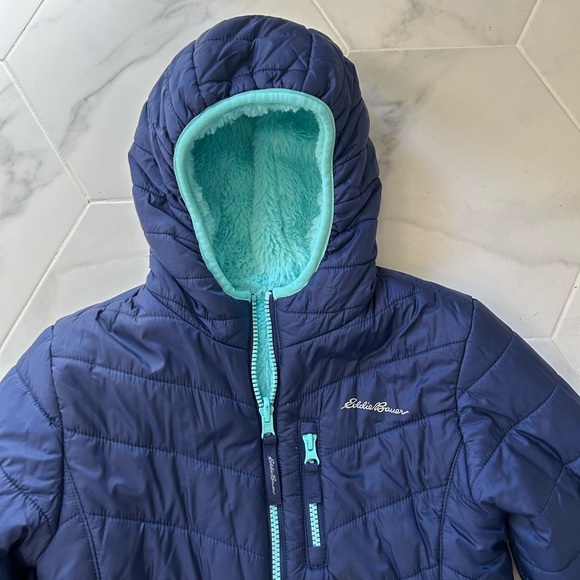 Eddie Bauer Girls Navy Blue Winter Snow
Jacket Reversible Soft Fleece Small 7/8 - Picture 2 of 9